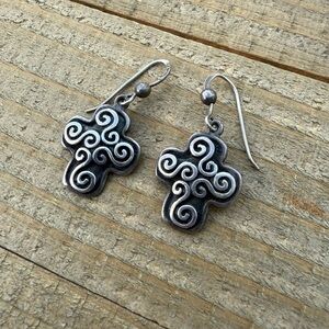Silver Cross Earrings, .925 Sterling Silver Jewelry, Small Dangles